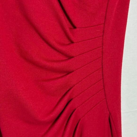 Lauren Ralph Lauren Red Sleeveless Faux Wrap Dress Sz P - Picture 5 of 9